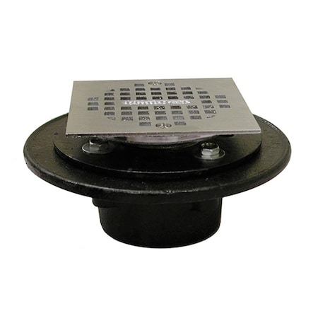 Jones Stephens 2in Inside Caulk Push On Shower/Floor Drain, 6-1/2in Pan, 4in Chrome Plated Cast Square Strainer D60499